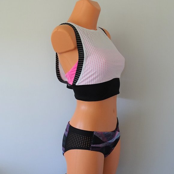 Nike 2 Piece Sport Mesh Layered White Bikini Set - Picture 2 of 3